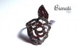 AN024P - Anel Flor com Strass Prata