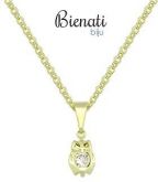 Cód. G0726 - Gargantilha folheada a ouro c/ pingente em forma de coruja e strass embutido