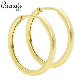 Cód. BS2412 - Brinco de argola tubular fino folheado a ouro (tamanho P)
