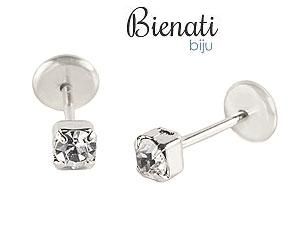Cód. BP001 P - Brinco baby folheado a prata 2,5mm