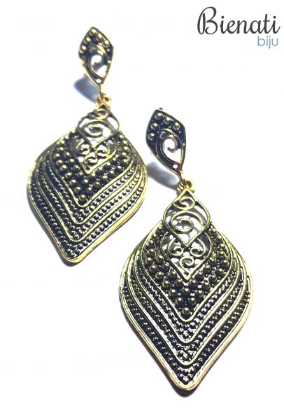 BG072 - Maxi Brinco Dourado com detalhe de bolinhas no centro