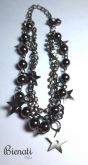 PU051P - Pulseira Pingente Estrela Preta/Chumbo
