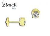 Cód. BP051- Brinco de strass solitário folheado a ouro 4mm
