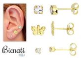 Cód. BS2537 - Conjunto c/ três pares de brinco folheados a ouro, contendo strass e borboleta