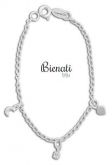Cód. PI004 P - Pulseira infantil folheada a prata c/ coração, lua e strass
