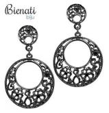 Cód. BG023 - Brinco com banho onix e detalhes em filigranas