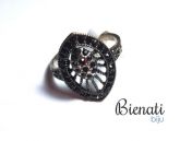 AN023P - Anel Prata com Strass Preto