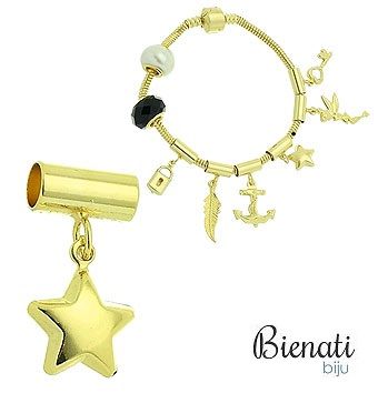 Cód. PG006 - Berloque folheado a ouro em forma de estrela (Pandora inspired)