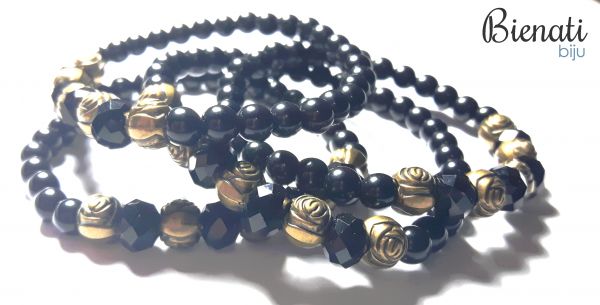 Cód. PU075 - Pulseira Bolinhas Pequenas - Preta