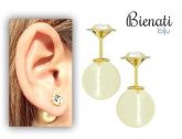 Cód. BM035 - Brinco Dior Inspired folheado a ouro c/ pérola sintética e strass de 6 mm