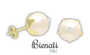 Cód. BP054 - Brinco folheado a ouro com pérola de 10 mm