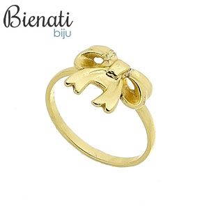 AN0486 - Anel de falange (ou infantil) folheado a ouro contendo lacinho