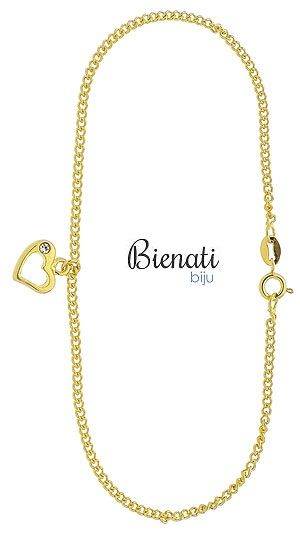 Cód. TR068 - Tornozeleira folheada a ouro c/ pingente de coração c/ strass