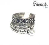 AN035 P - Pandora 3 anéis (1 pérola, 1 aliança com strass, 1 aliança florzinha com strass