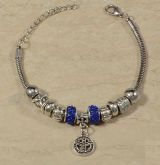 Cód. PU035 - Pulseira inspiração pandora com detalhe e pedra azul