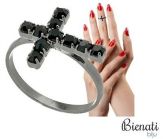 Cód. AF010 - Anel de falange com banho onix e cruz de strass