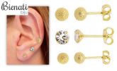 Cód. BS2562 - Conjunto c/ três pares de brincos folheados a ouro, contendo duas bolinhas e strass