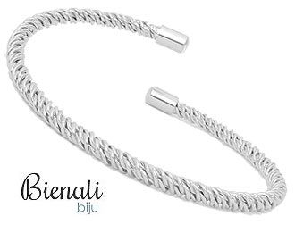 Cód. PU018 P - Pulseira folheada a prata feita com fios espiralados