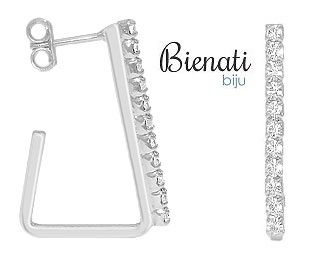 Cód. BM041 P - Brinco folheado a prata c/ fio laminado e pedras de strass