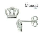 Cód. BI011 P - Brinco infantil folheado a prata em forma de coroa