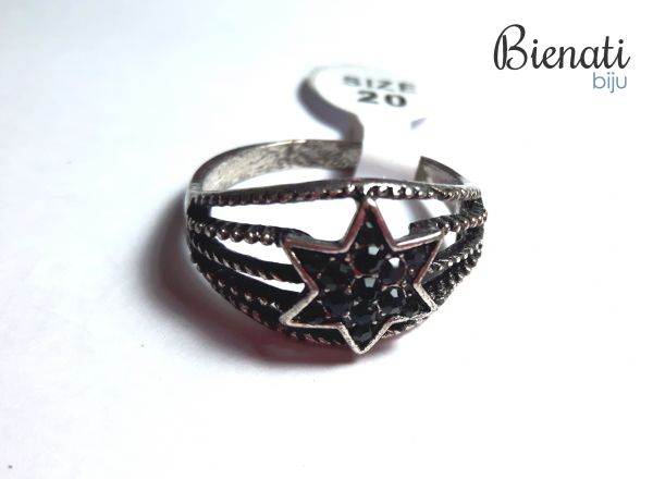 AN025P - Anel Estrela com Strass Prata