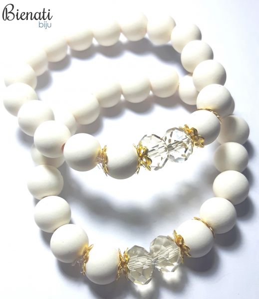 Cód. PU066 - Pulseira Bolinhas Grandes - Bege