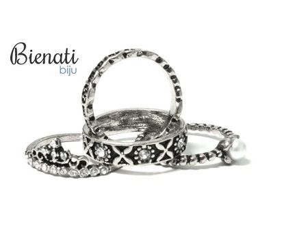 Cód. AN80441P - Kit 4 Anéis Pandora Pérola Prata
