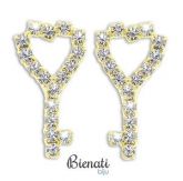 BS2454 - Brinco Chave do Amor folheado a ouro c/ pedras de strass (Pandora Inspired)