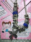 Cód. PU032 - Pulseira inspiração pandora com detalhe e pedra azul