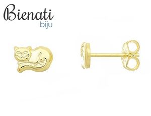Cód. BS2513 - Brinco folheado a ouro em forma de gatinho