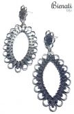 BG082 P - Brinco Oval Prata com Detalhes em Filigrana