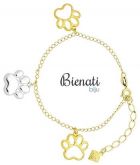Cód. P381 - Pulseira folheada a ouro c/ patinhas de cachorro e aplique de prata