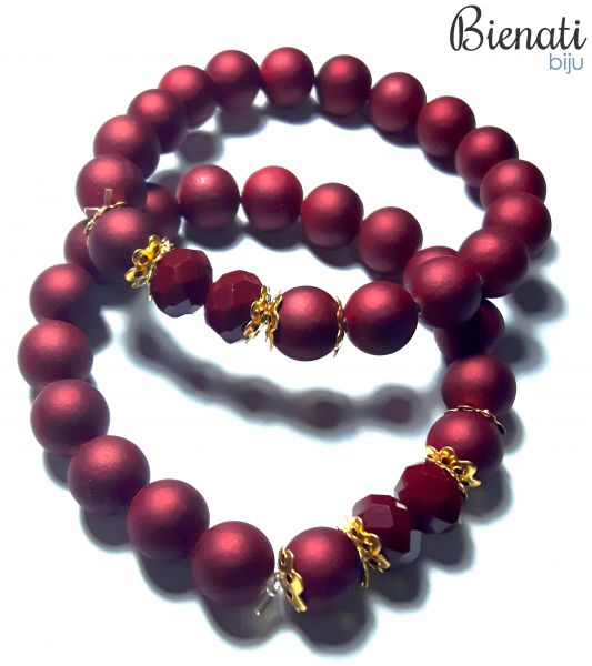 Cód. PU067 - Pulseira Bolinhas Grandes - Vinho