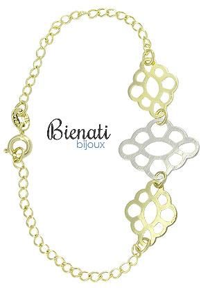 Cód. PU005 - Pulseira folheada a ouro com detalhe prateado