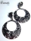 BG050P - Brinco Redondo Prata com Strass Preto