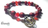 Cód. PU070 - Pulseira Bolinhas Pequenas - Vinho com pingente de âncora
