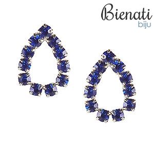 Cód. BS2344 P Brinco folheado a prata com pedras de strass em forma de gota