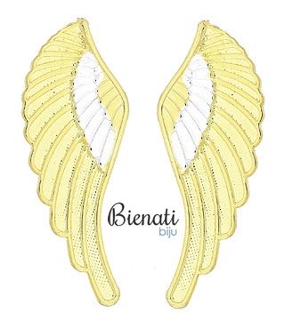 Cód. BS2522 - Brinco Asas da Liberdade folheado a ouro c/ aplique de prata