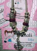 Cód. PU033 - Pulseira inspiração pandora com detalhe e pedra vermelha