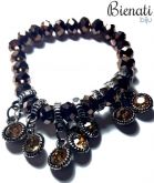 Cód. PU076 - Pulseira Bolinhas Marrom com Detalhes em Strass