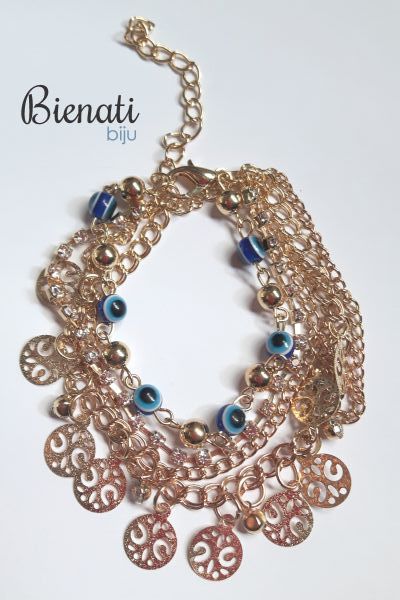 Cód. PU046 - Pulseira dourada olho grego