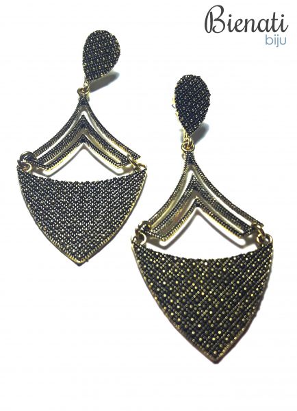 BG074 - Maxi Brinco Dourado Triângulo Invertido e vazado na parte de cima