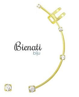 BS2318 - Brinco EAR CUFF folheado a ouro c/ pedras de strass