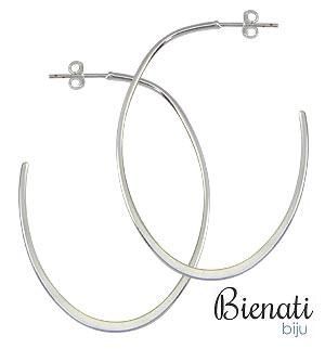 Cód. BG011 P - Brinco de argola ovalado prata