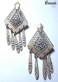 BG091 - Brinco Losango Bege com Detalhe em Strass