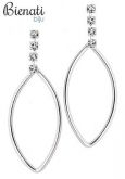 Cód. BS2585 P - Brinco folheado a prata c/ adereço de fio em formato oval e pedras de strass