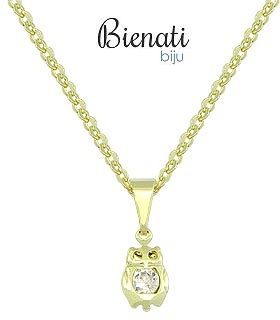 Cód. G0726 - Gargantilha folheada a ouro c/ pingente em forma de coruja e strass embutido