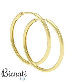Cód. BS2411 Brinco de argola tubular fino folheado a ouro (tamanho M)