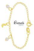 Cód. PI006 - Pulseira infantil folheada a ouro com pérolas e lua
