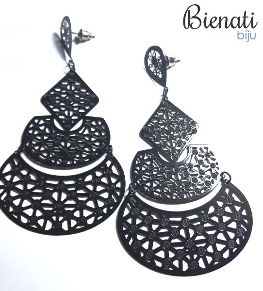 BG056PT - Brinco de Chapa 3 Partes Preta